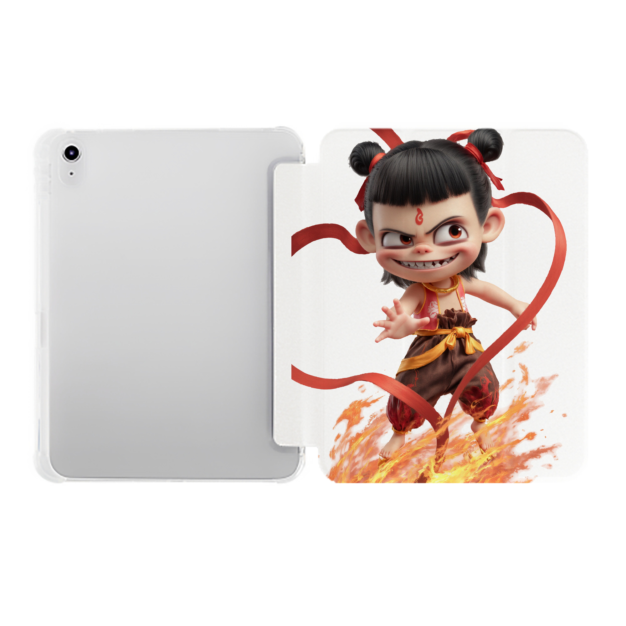 （画像用） Ne Zha 2 ナタ 魔童の大暴れ IPad ケース ペン収納付き 三つ折りスタンド PUレザー×シリコン 対応機種9.5/10.5/10.9インチ